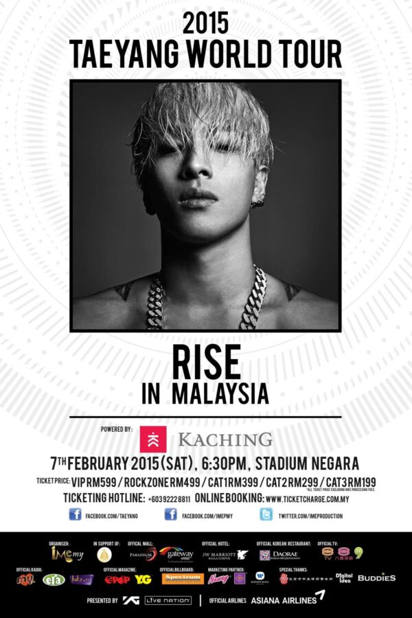 2015 TAEYANG World Tour RISE in Malaysia poster